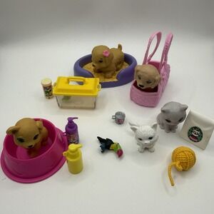Doll Accessories Barbie Parts Lot Dogs Cat Bird Turtle Pets Food Bed Carriers